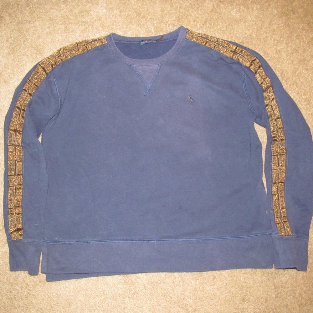 Vintage Polo Ralph Lauren Sweatshirt with Sleeve Braids Women's Size S Navy/Gold